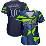 Personalized Navy Neon Green 3D Pattern Authentic Baseball Jersey Custom Name & Number Personalized Navy Navy-Neon Green