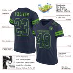 Custom Personalized Neon Green and Navy Authentic Football Jersey with Name and Number Personalized Navy Navy-Neon Green