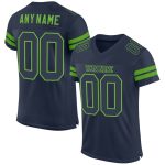 Custom Personalized Neon Green and Navy Authentic Football Jersey with Name and Number Personalized Navy Navy-Neon Green