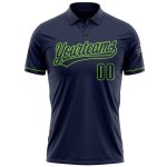 Custom Team Name & Number Personalized Navy Neon Green Golf Polo Shirt - Performance Vapor Style Personalized Navy Navy-Neon