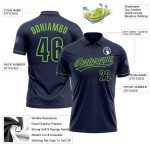 Custom Team Name & Number Personalized Navy Neon Green Golf Polo Shirt - Performance Vapor Style Personalized Navy Navy-Neon