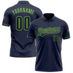 Custom Team Name & Number Personalized Navy Neon Green Golf Polo Shirt - Performance Vapor Style Personalized Navy Navy-Neon