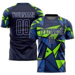 Personalized Soccer Jersey with Custom Name & Number in Navy & Neon Green Sublimation Design - Team Uniform Personalized