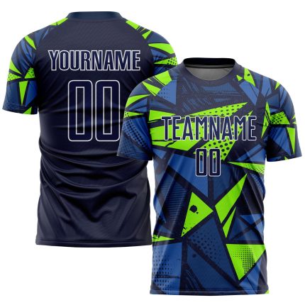 Personalized Soccer Jersey with Custom Name & Number in Navy & Neon Green Sublimation Design - Team Uniform Personalized