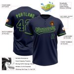 Custom Name and Number Unisex Softball Jersey - Personalized Navy and Neon Green Two-Button Design Personalized Navy Navy-Neon