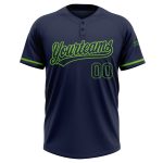 Custom Name and Number Unisex Softball Jersey - Personalized Navy and Neon Green Two-Button Design Personalized Navy Navy-Neon