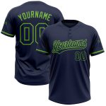 Custom Name and Number Unisex Softball Jersey - Personalized Navy and Neon Green Two-Button Design Personalized Navy Navy-Neon