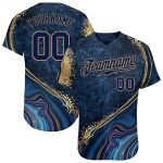 Custom Name and Number Baseball Jersey - Personalized Navy-Old Gold 3D Marble Design, Authentic Team Apparel Personalized