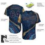 Custom Name and Number Baseball Jersey - Personalized Navy-Old Gold 3D Marble Design, Authentic Team Apparel Personalized