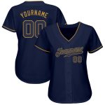 Personalized Navy Gold Authentic Baseball Jersey Custom Name & Number Personalized Navy Navy-Old Gold Authentic Baseball