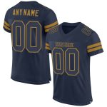Custom Navy-Old Gold Football Jersey with Personalized Name and Number | Authentic Mesh Team Gear Personalized Navy Navy-Old