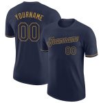 Custom Team Name and Number Personalized Navy-Old Gold Performance T-Shirt Personalized Navy Navy-Old Gold Performance T-Shirt