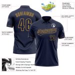 Custom Name & Number Performance Vapor Golf Polo Shirt - Navy/Old Gold Personalized Navy Navy-Old Gold Performance Vapor