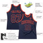 Custom Name & Number Personalized Navy-Orange Basketball Jersey - Authentic Throwback Team Jersey Personalized Navy Navy-Orange