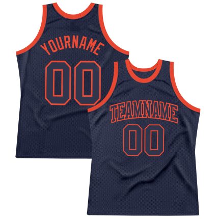 Custom Name & Number Personalized Navy-Orange Basketball Jersey - Authentic Throwback Team Jersey Personalized Navy Navy-Orange