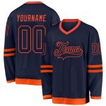 Custom Name and Number Personalized Navy-Orange Hockey Jersey for Team Personalized Navy Navy-Orange Hockey Jersey Team Custom