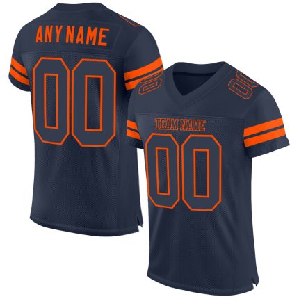 Personalized Custom Name and Number Navy-Orange Football Jersey Mesh Authentic Personalized Navy Navy-Orange Mesh Authentic