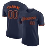 Custom Team Performance T-Shirt with Personalized Name and Number - Navy and Orange Personalized Navy Navy-Orange Performance