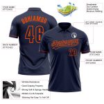 Custom Name and Number Navy-Orange Performance Golf Polo Shirt - Personalized Team Shirt Personalized Navy Navy-Orange Performance