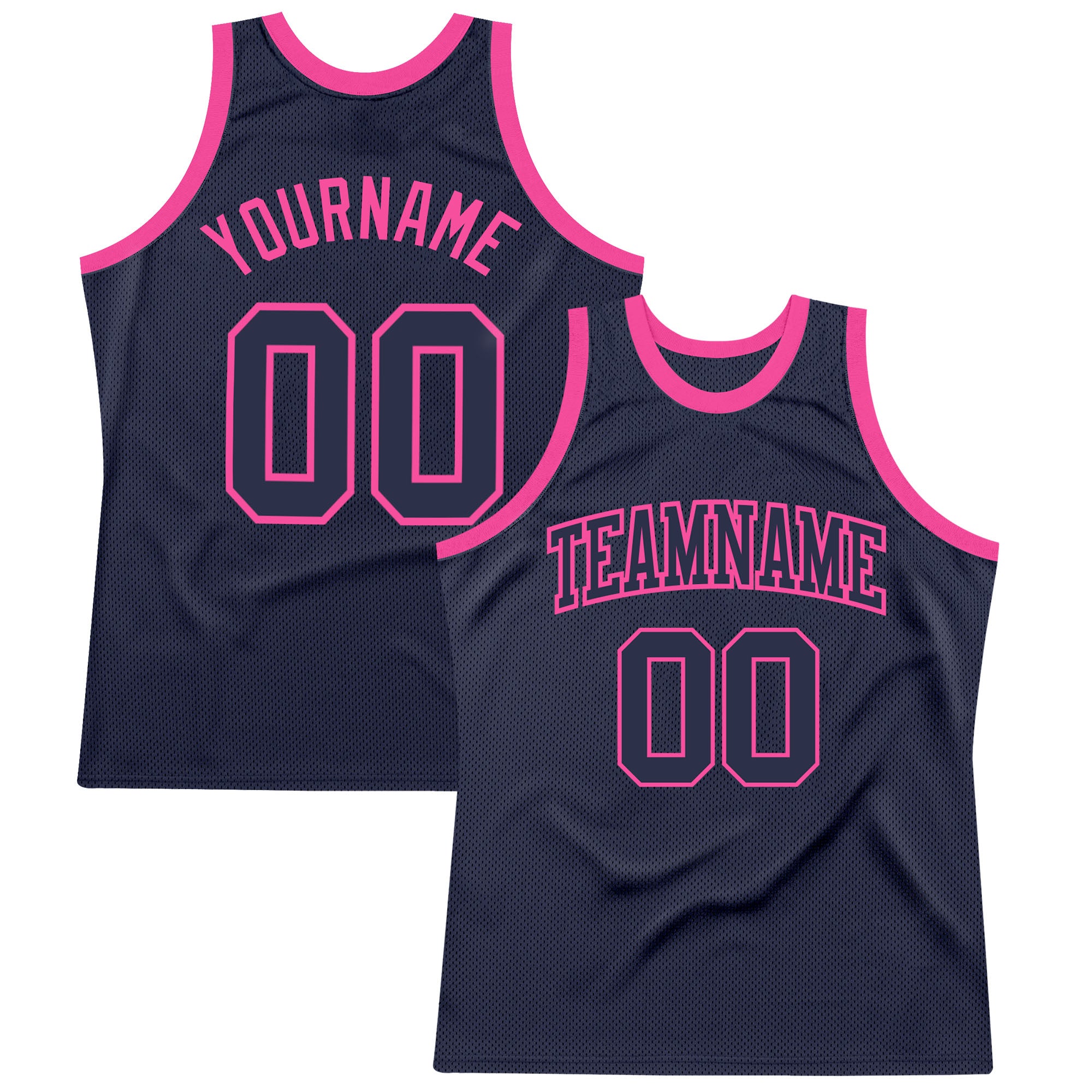 Custom Name & Number Navy-Pink Throwback Basketball Jersey - Personalized Team Apparel Personalized Navy Navy-Pink Authentic