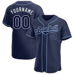 Custom Navy and Powder Blue Baseball Jersey with Personalized Name and Number - Authentic Team Apparel Personalized Navy