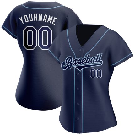 Custom Name and Number Personalized Navy-Powder Blue Softball Jersey - Authentic Team Jersey Personalized Navy Navy-Powder