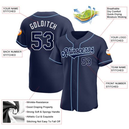 Custom Name and Number Personalized Navy-Powder Blue Softball Jersey - Authentic Team Jersey Personalized Navy Navy-Powder