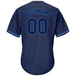 Custom Name and Number Authentic Throwback Baseball Jersey Shirt - Personalized Navy and Powder Blue Rib-Knit Team Apparel