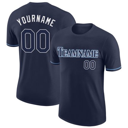 Custom Team Performance T-Shirt with Personalized Name & Number - Navy Navy-Powder Blue Personalized Navy Navy-Powder Blue