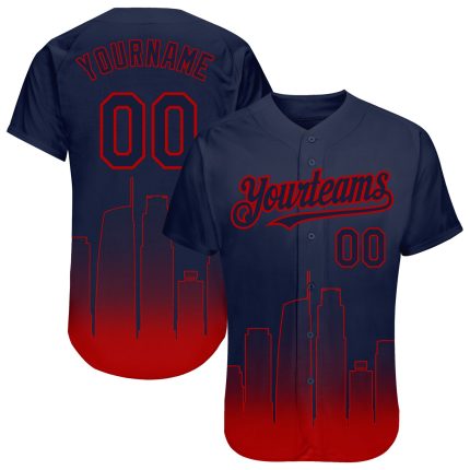 Custom Los Angeles City Edition Baseball Jersey, Personalized 3D Navy-Red Fade with Name and Number, Authentic Fashion Design