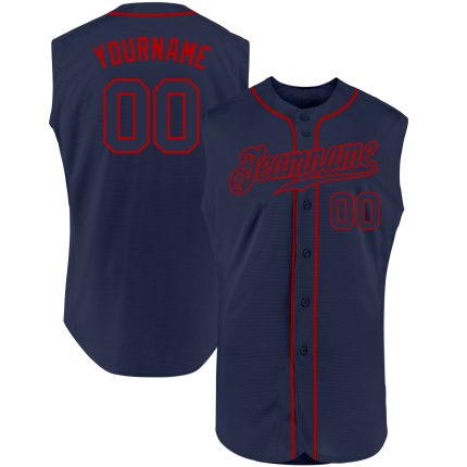 Personalized Navy Red Authentic Baseball Jersey Custom Name Number Sleeveless Team Apparel Personalized Navy Navy-Red Authentic
