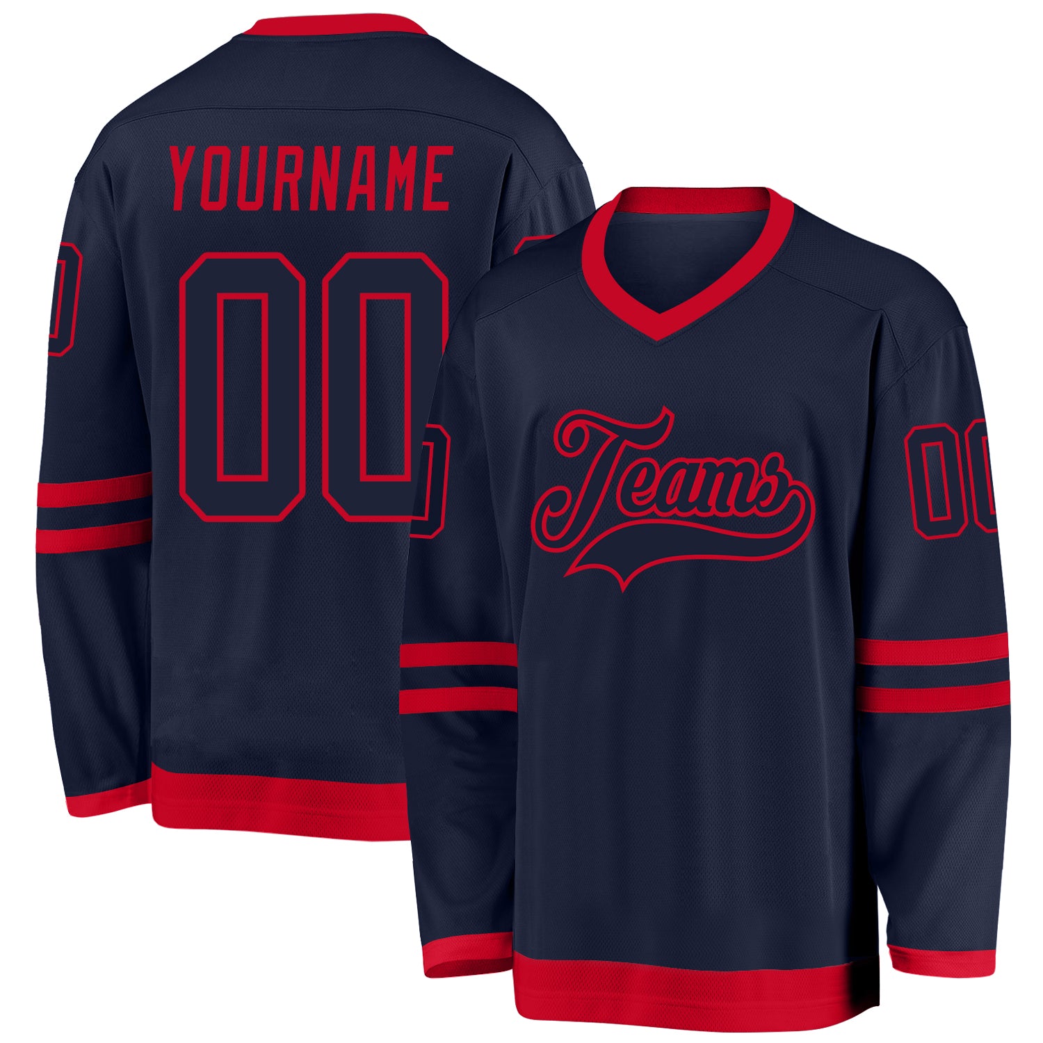 Custom Name and Number Personalized Navy and Red Hockey Jersey for Team Personalized Navy Navy-Red Hockey Jersey Team Custom