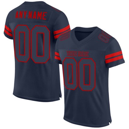 Custom Personalized Navy-Red Mesh Football Jersey with Team Name and Number - Authentic Sports Gear Personalized Navy Navy-Red
