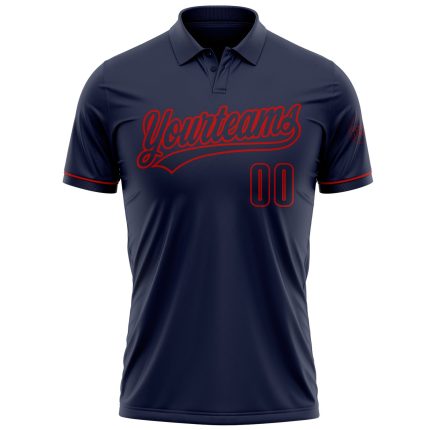 Personalized Navy Red Performance Vapor Golf Polo Shirt Custom Name Number Personalized Navy Navy-Red Performance Vapor Golf