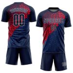 Personalized Soccer Uniform Jersey with Custom Name and Number - Navy and Red Sublimation Team Gear Personalized Navy Navy-Red