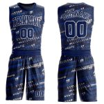 Custom Name and Number Basketball Jersey - Personalized Navy Royal Round Neck Sublimation Suit Personalized Navy Navy-Royal