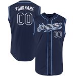 Custom Name and Number Personalized Navy-White Sleeveless Baseball Jersey - Authentic Team Apparel Personalized Navy Navy-White
