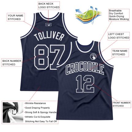 Personalized Navy-White Authentic Basketball Jersey with Custom Name & Number - Team Apparel Personalized Navy Navy-White