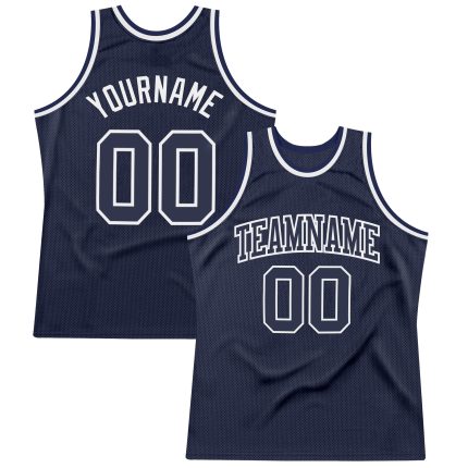 Personalized Navy-White Authentic Basketball Jersey with Custom Name & Number - Team Apparel Personalized Navy Navy-White