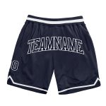Custom Team Name and Number Personalized Navy-White Authentic Throwback Basketball Shorts Personalized Navy Navy-White Authentic