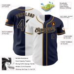Custom Split Fashion Baseball Jersey - Personalized Navy White and Old Gold Team Name & Number Personalized Navy Navy White-Old