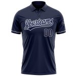 Custom Team Name Number Personalized Navy-White Golf Polo Shirt Performance Vapor Personalized Navy Navy-White Performance