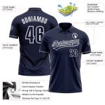 Custom Team Name Number Personalized Navy-White Golf Polo Shirt Performance Vapor Personalized Navy Navy-White Performance