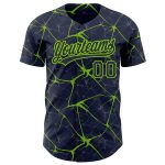 Customizable 3D Abstract Network Baseball Jersey - Personalized Navy Neon Green Design with Your Name & Number Personalized