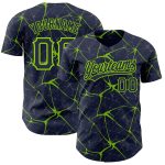 Customizable 3D Abstract Network Baseball Jersey - Personalized Navy Neon Green Design with Your Name & Number Personalized