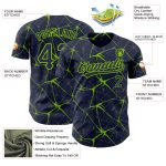 Customizable 3D Abstract Network Baseball Jersey - Personalized Navy Neon Green Design with Your Name & Number Personalized