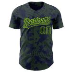 Custom Baseball Jersey with Personalized Name & Number, 3D Navy Green Curve Lines Design Personalized Navy Neon Green 3D