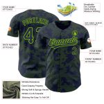 Custom Baseball Jersey with Personalized Name & Number, 3D Navy Green Curve Lines Design Personalized Navy Neon Green 3D