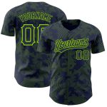 Custom Baseball Jersey with Personalized Name & Number, 3D Navy Green Curve Lines Design Personalized Navy Neon Green 3D