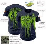 Personalized 3D Dripping Splatter Art Baseball Jersey with Custom Team Name & Number - Navy Neon Green Design Personalized